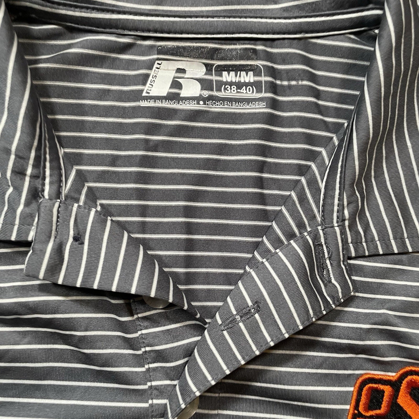 Oklahoma State Shirt Mens M Russell Athletic Striped Polo