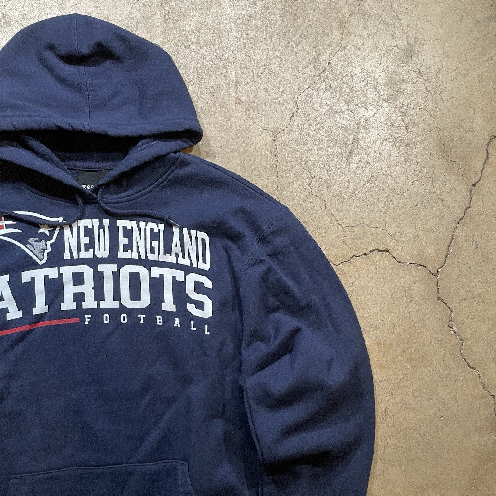 Reebok NFL Patriots Hoodie Men’s L Pullover Navy Sweatshirt