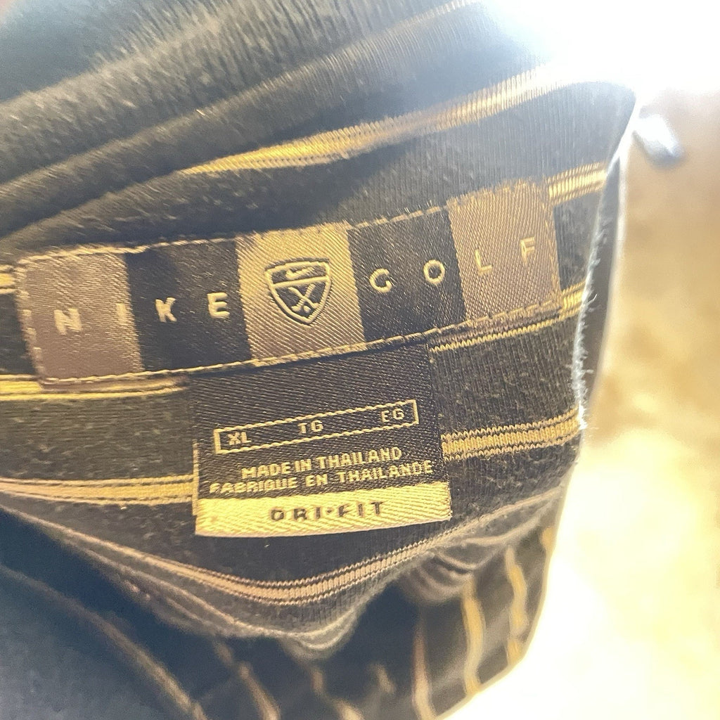 Nike Polo Shirt Men's XL Black Stripe Golf Dri-Fit Swoosh