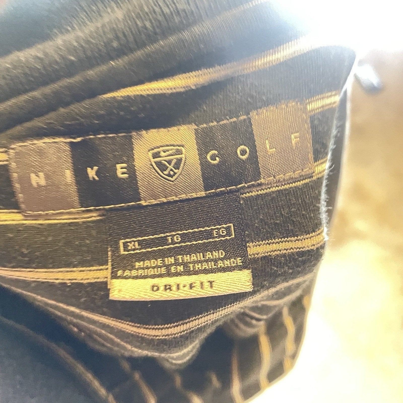 Nike Polo Shirt Men's XL Black Stripe Golf Dri-Fit Swoosh