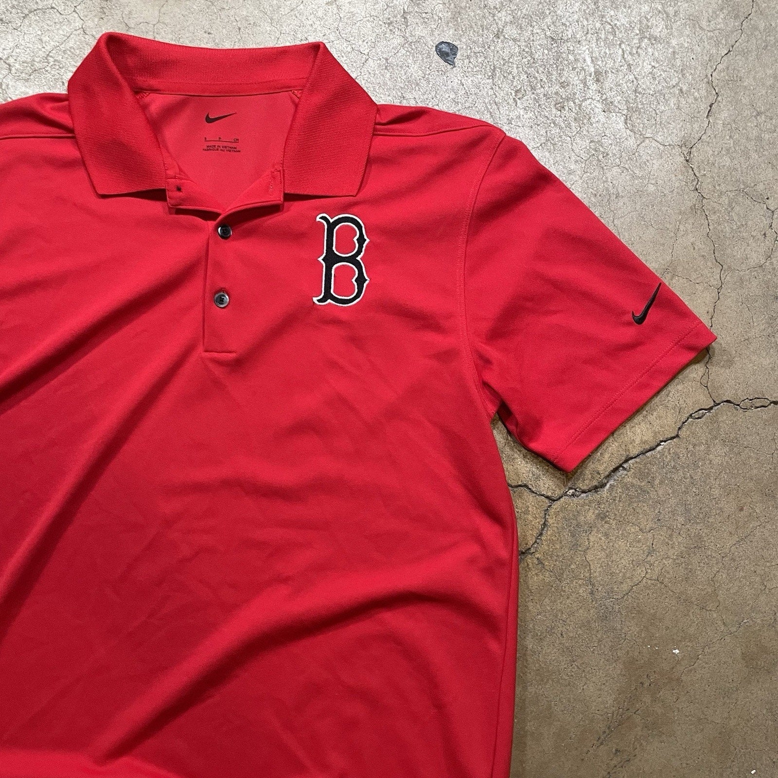 Boston Redsox Shirt Mens S MLB Baseball Polo Nike Dri-fit red