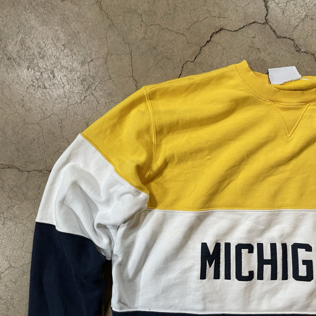 Michigan Wolverines Sweatshirt Mens XL Yellow Blue White Long Sleeve Champion