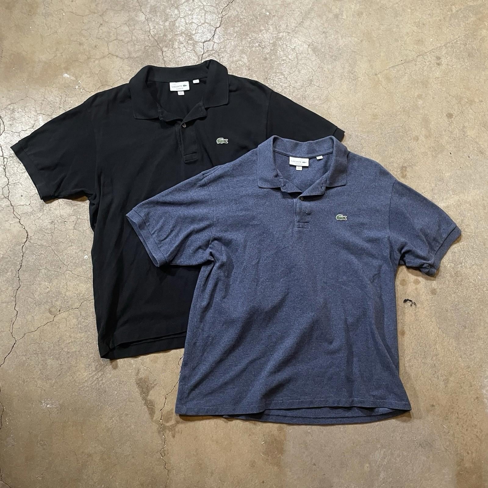 X2 Lacoste Polo X-Large Blue + Black Short Sleeve Logo T