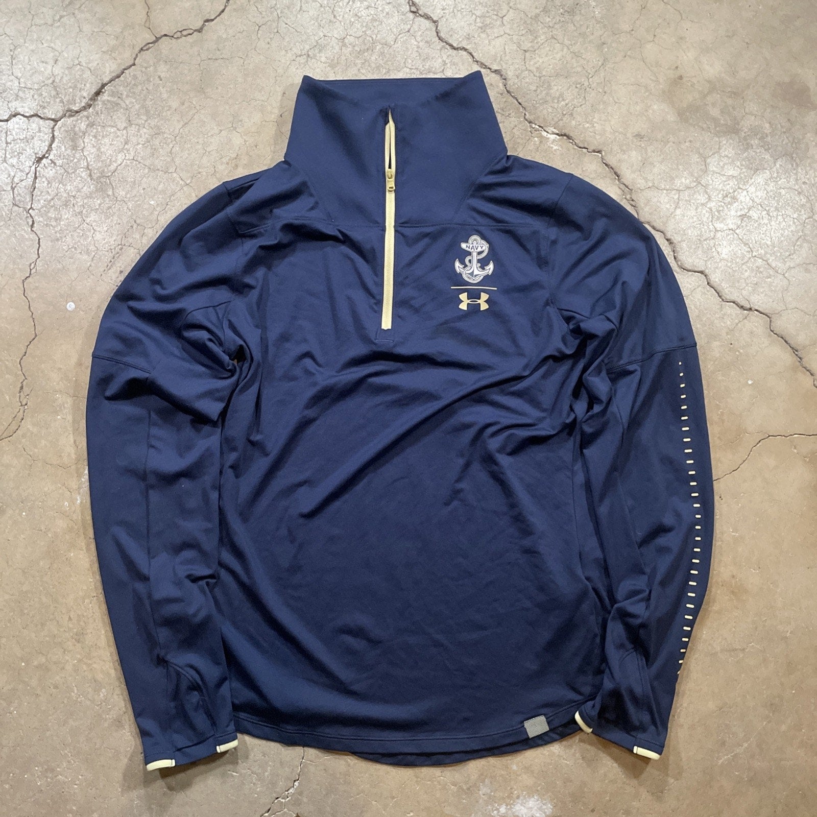 Under Armour Sweatshirt Mens LARGE Navy Quarter Zip Loose Coldgear