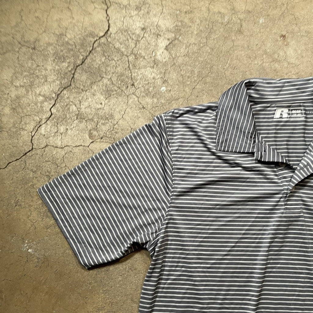 Oklahoma State Shirt Mens M Russell Athletic Striped Polo