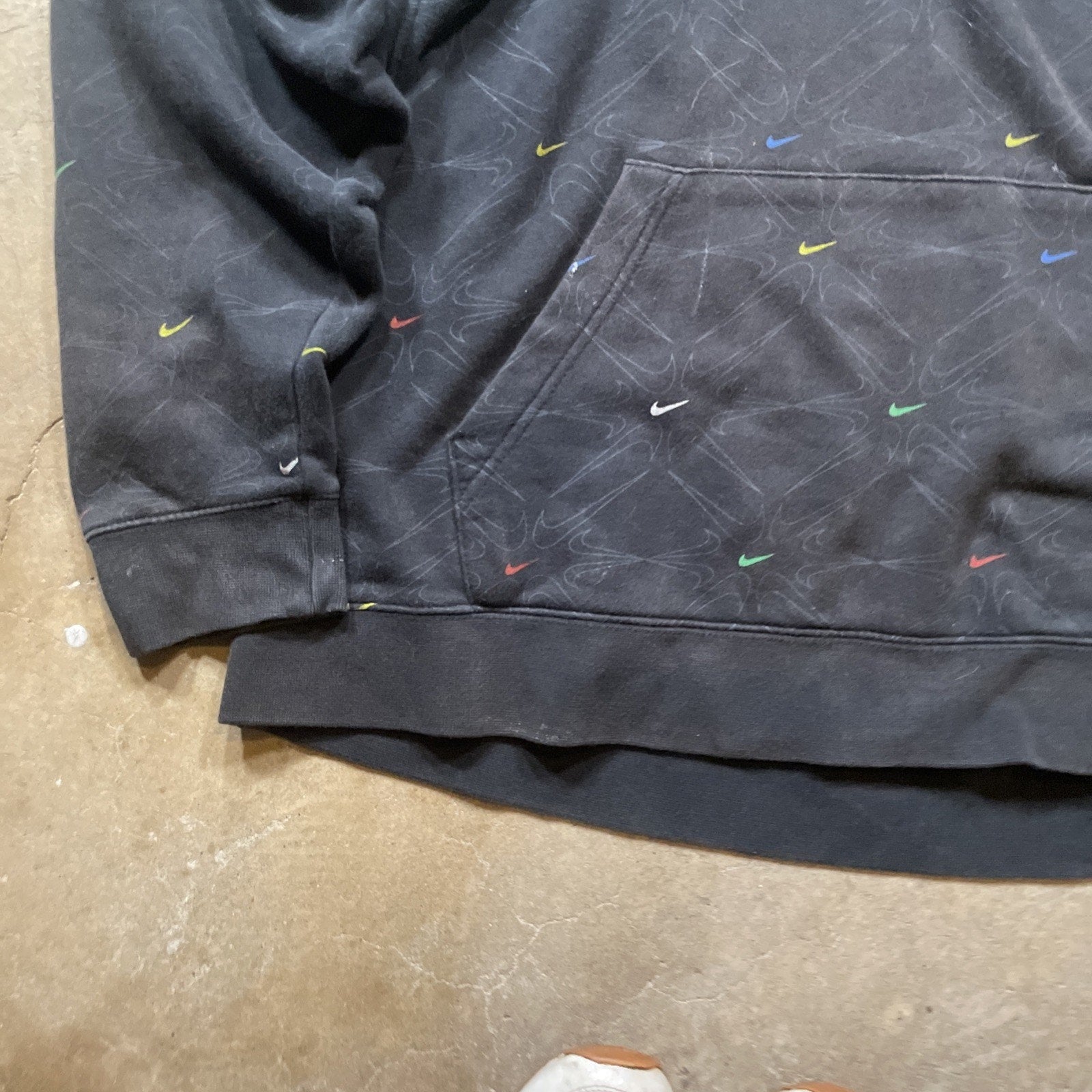 Black Multi Colored Swoosh Nike Sweatshirt Hoodie Adult L