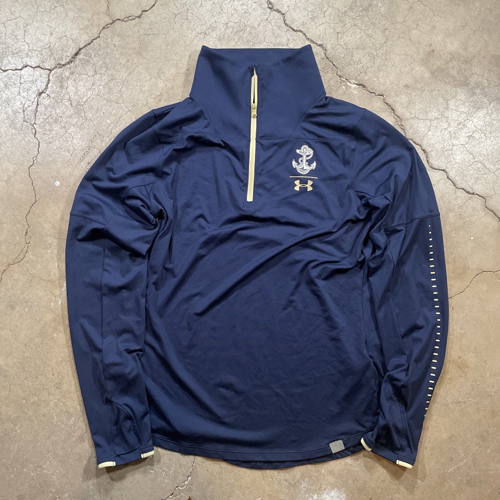Under Armour Sweatshirt Mens LARGE Navy Quarter Zip Loose Coldgear