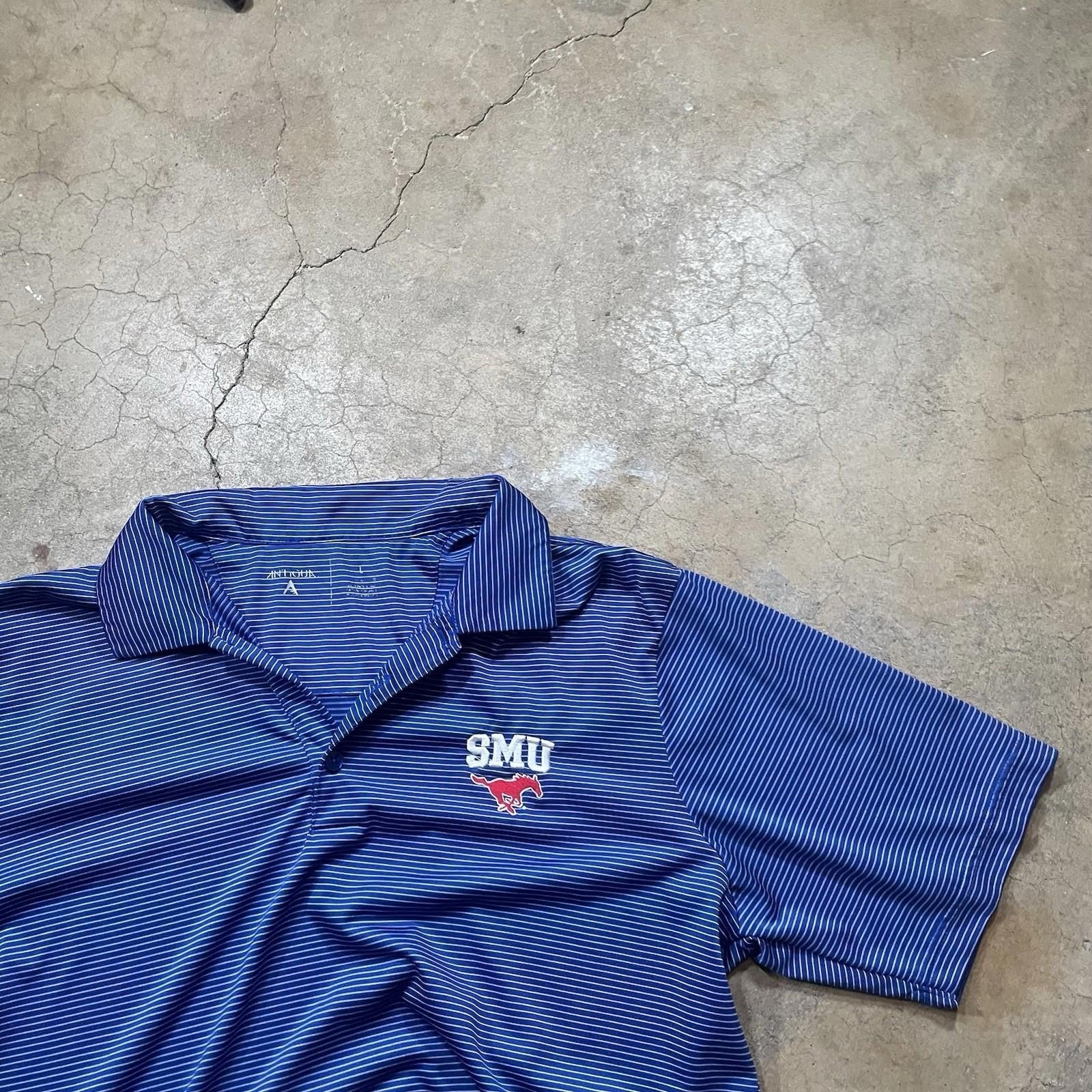 SMU Mustangs Antigua Men’s Polo Blue Golf Shirt Size L