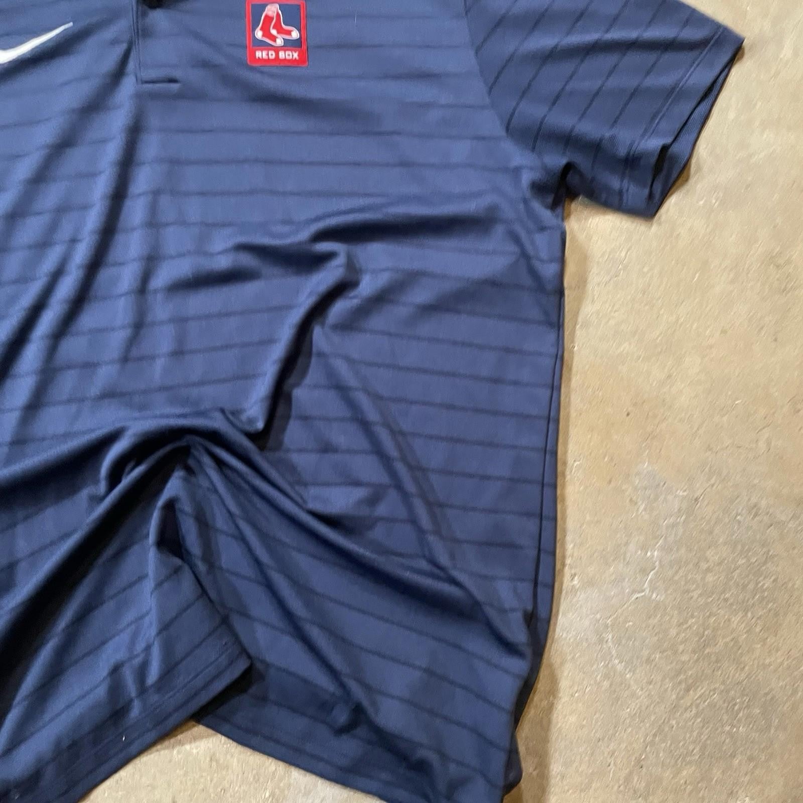 Nike MLB Boston Red Sox Men's Polo Shirt Navy Blue Size L Dri-Fit