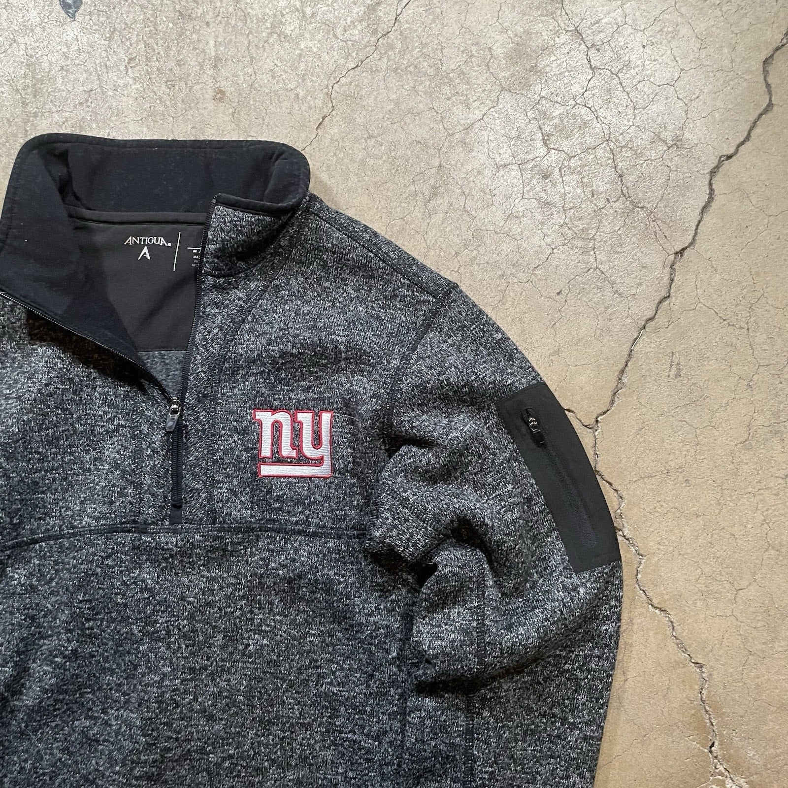 New York Giants Jacket Men's M Black Full Zip Fleece NFL Football Antigua