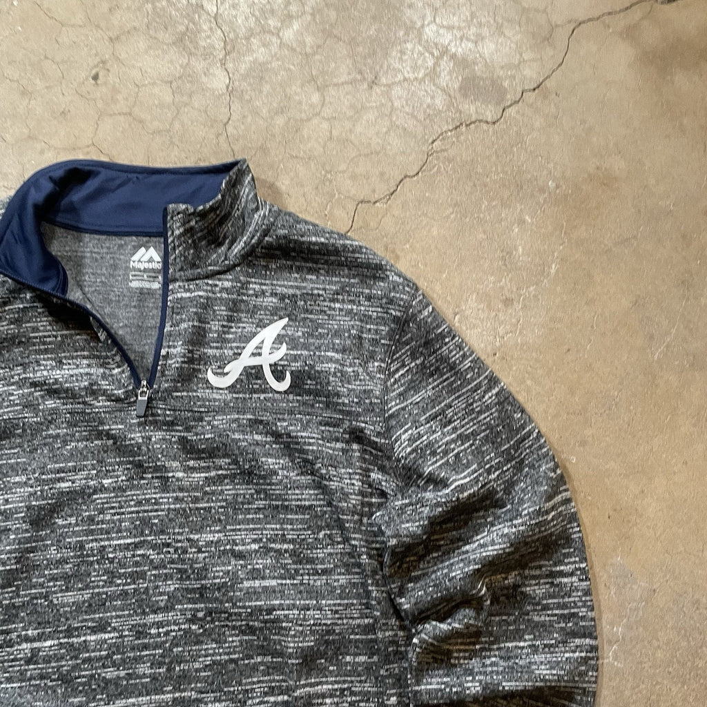 Atlanta Braves Quarter Zip Pullover Grey MLB Men’s L