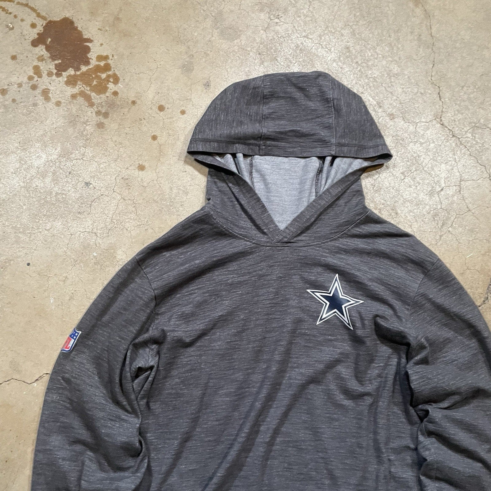 Dallas Cowboys Hoodie Mens Medium Nike Gray Shirt Dri-fit Stretch NFL Training