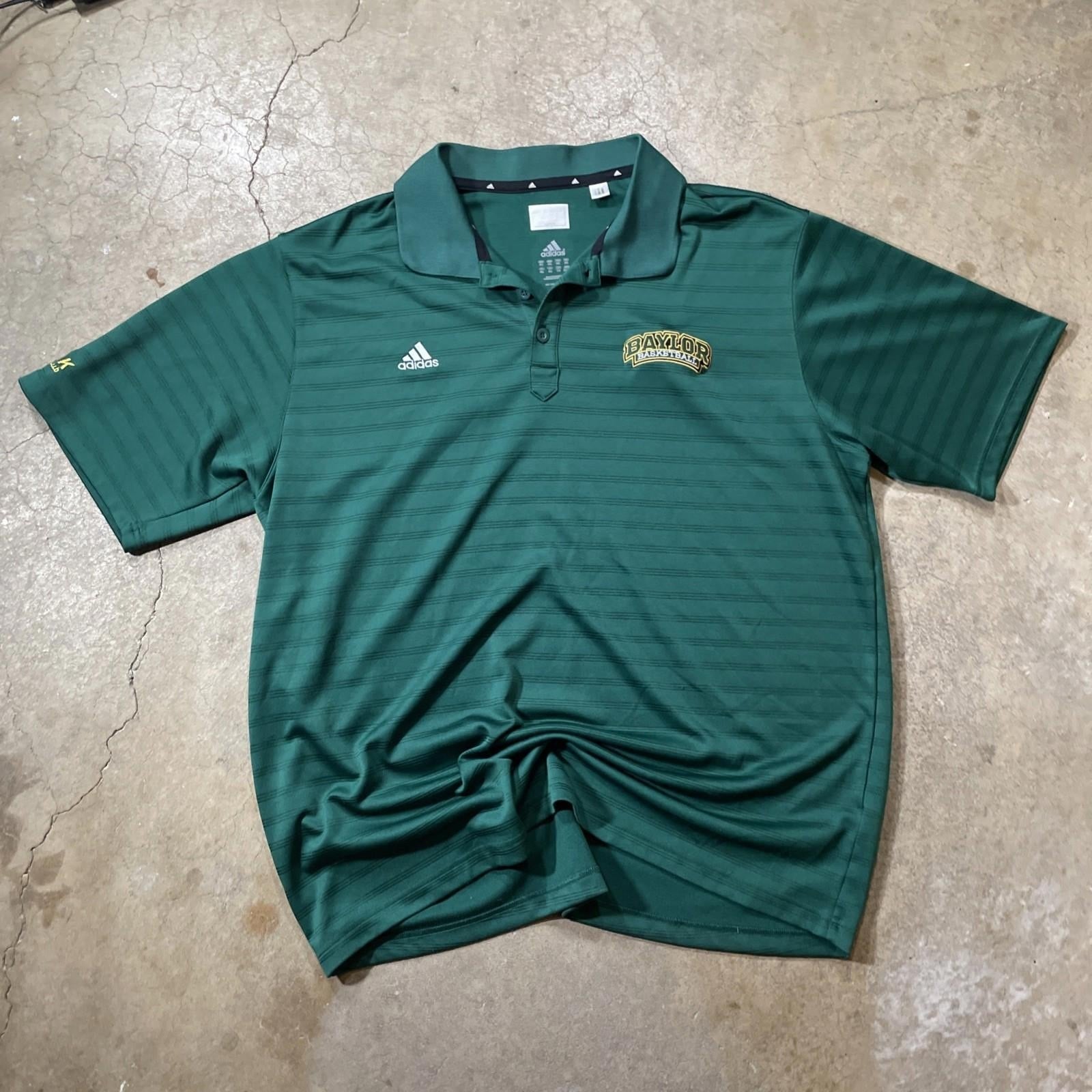 Baylor Bears Basketball Polo Shirt Mens 2XL Green Adidas