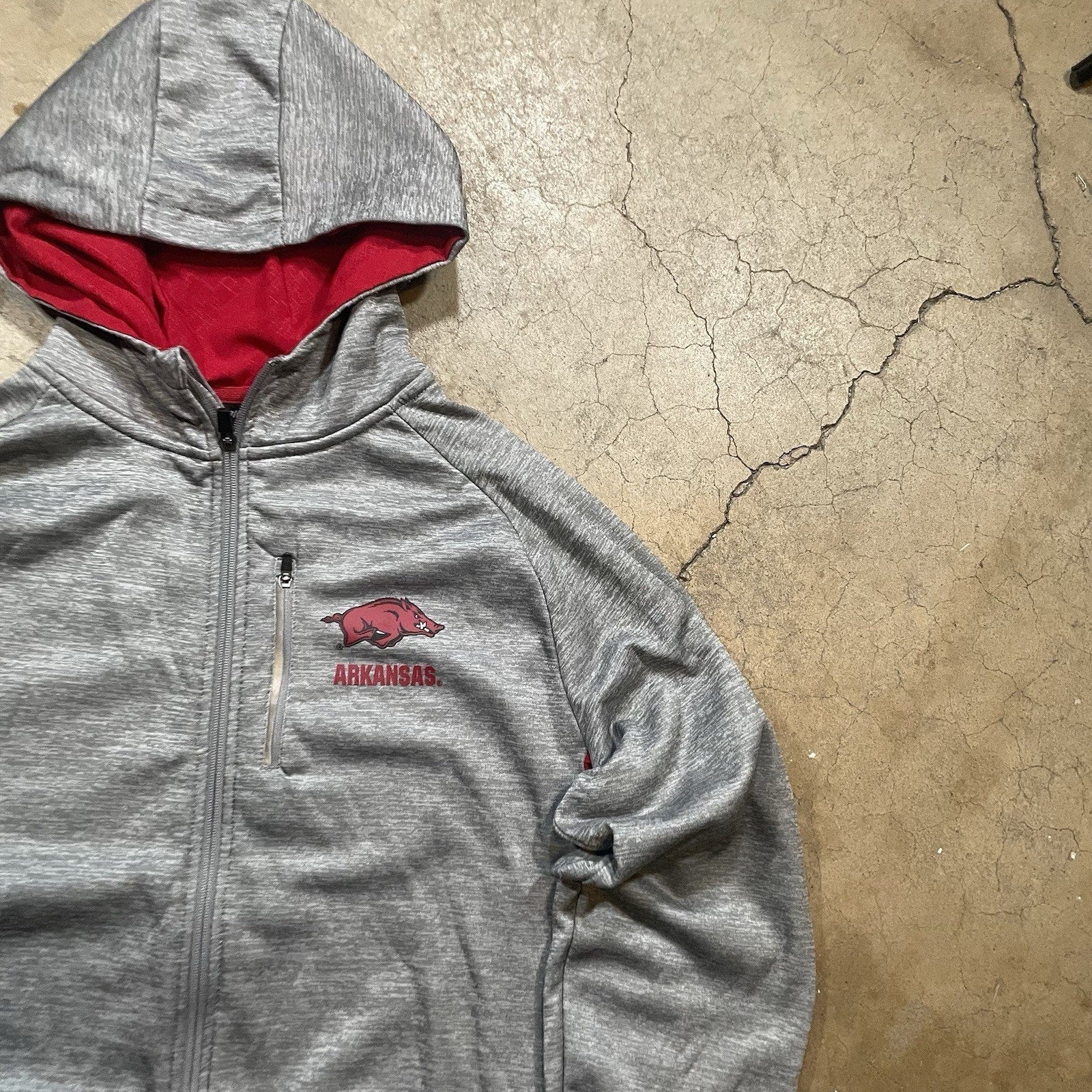 Arkansas Razorbacks Softshell Jacket MENS L Black Full Zip NCAA