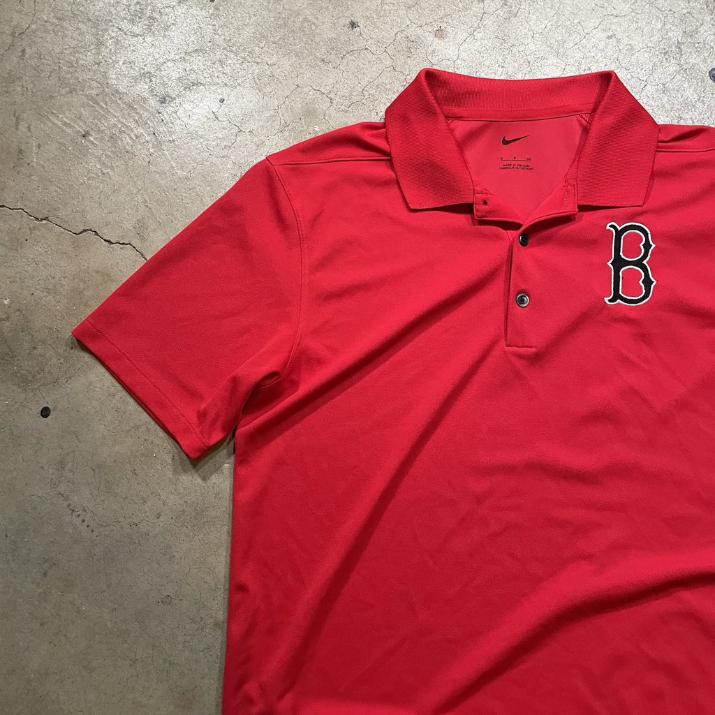 Boston Redsox Shirt Mens S MLB Baseball Polo Nike Dri-fit red