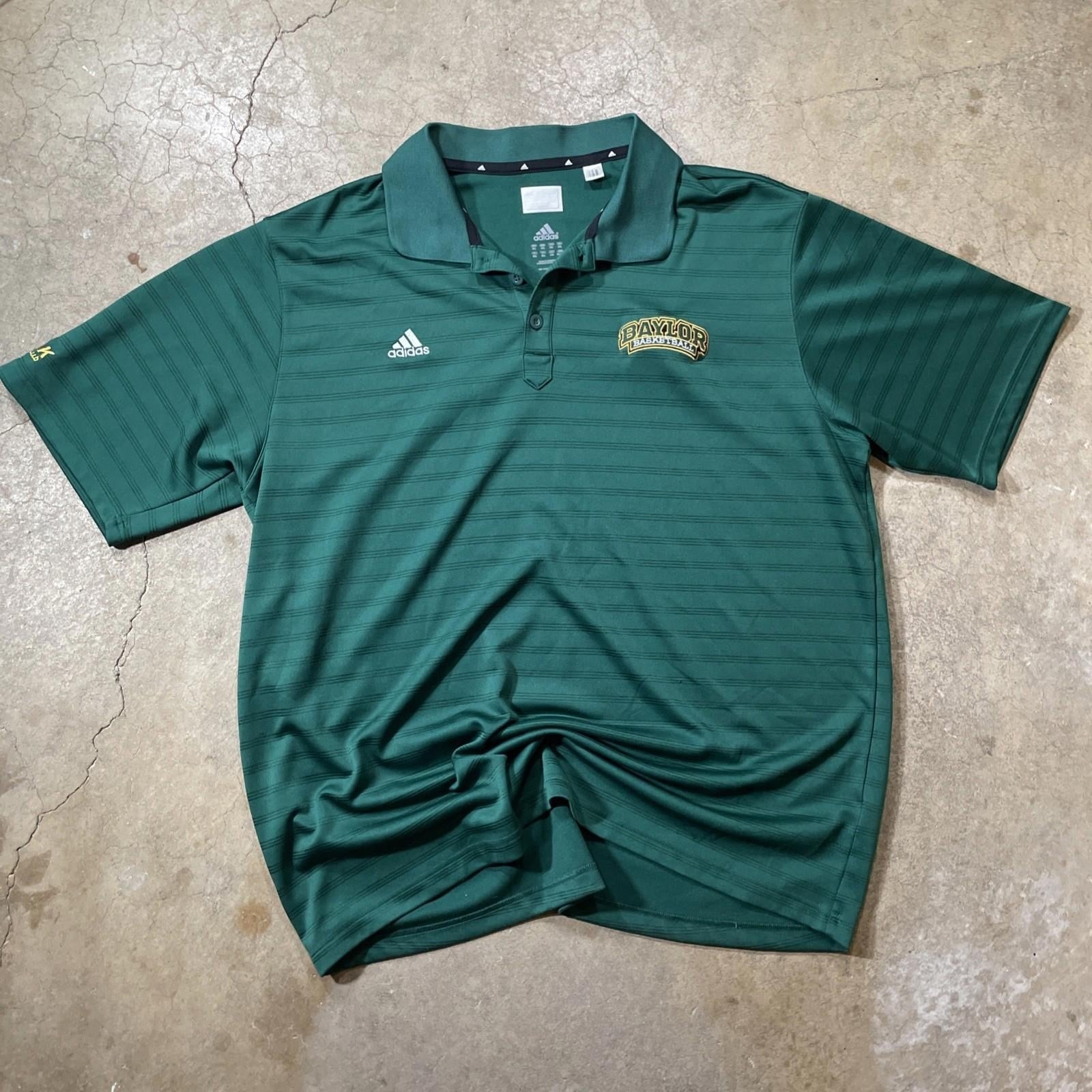 Baylor Bears Basketball Polo Shirt Mens 2XL Green Adidas