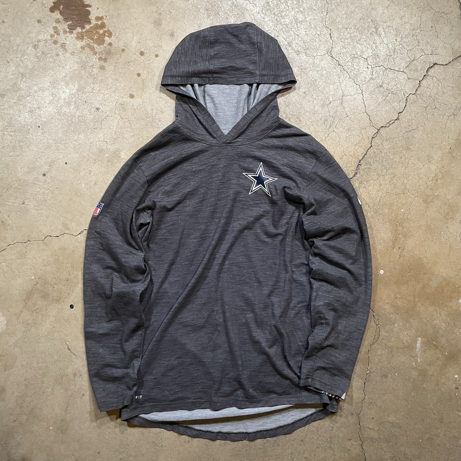 Dallas Cowboys Hoodie Mens Medium Nike Gray Shirt Dri-fit Stretch NFL Training