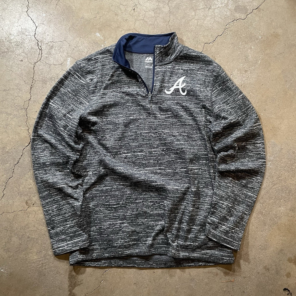 Atlanta Braves Quarter Zip Pullover Grey MLB Men’s L