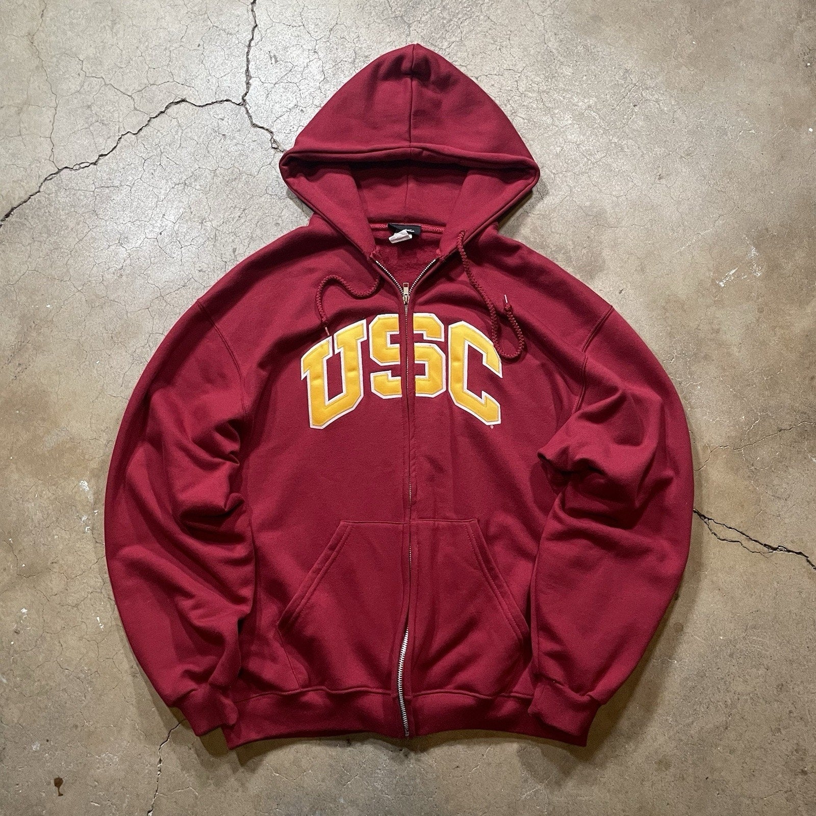 Vintage USC Trojans Russell Apparel Y2K Hoodie Adult Size L Embroidered