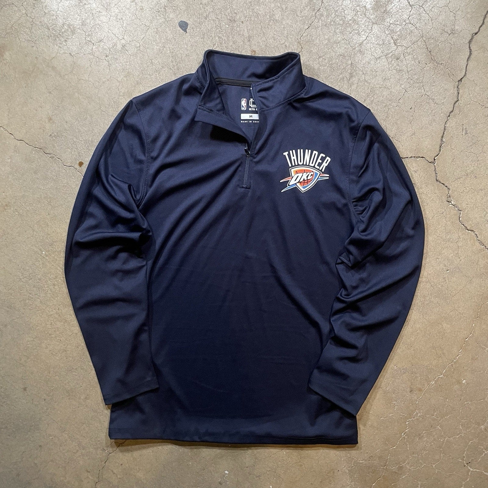 NBA Ultra Game Thunder OKC Mens Medium Navy Quarter-Zip Pullover