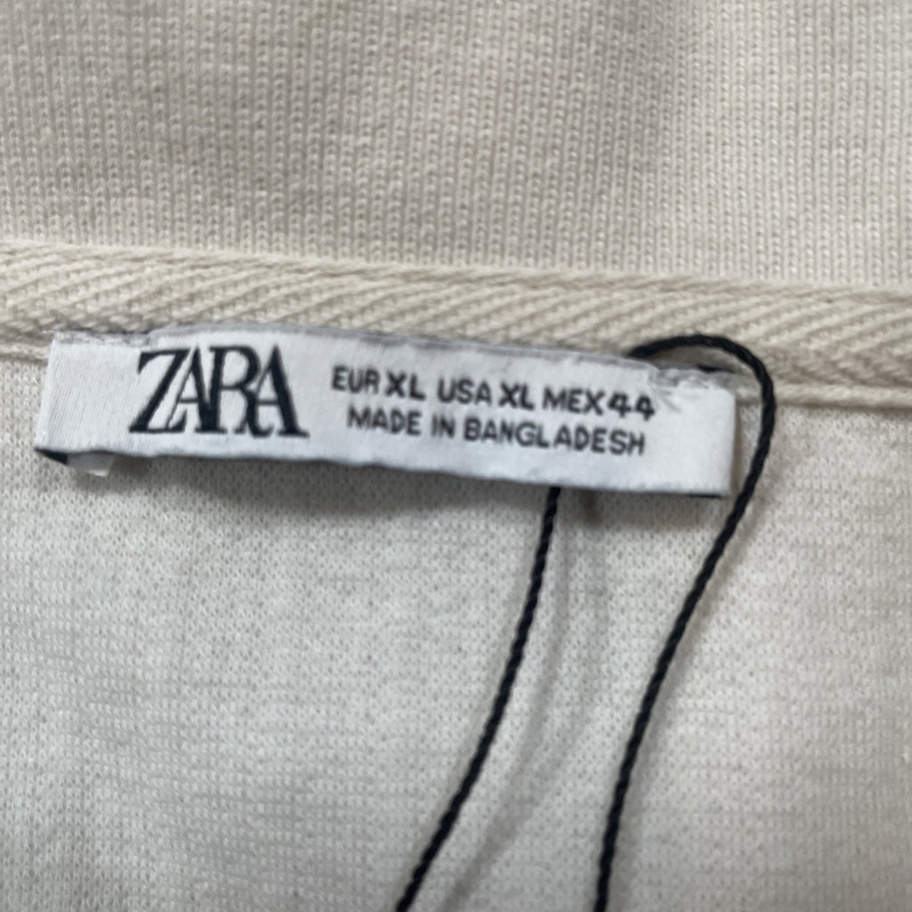 ZARA Men's XL Cream Polo Shirt Short Sleeve Collared