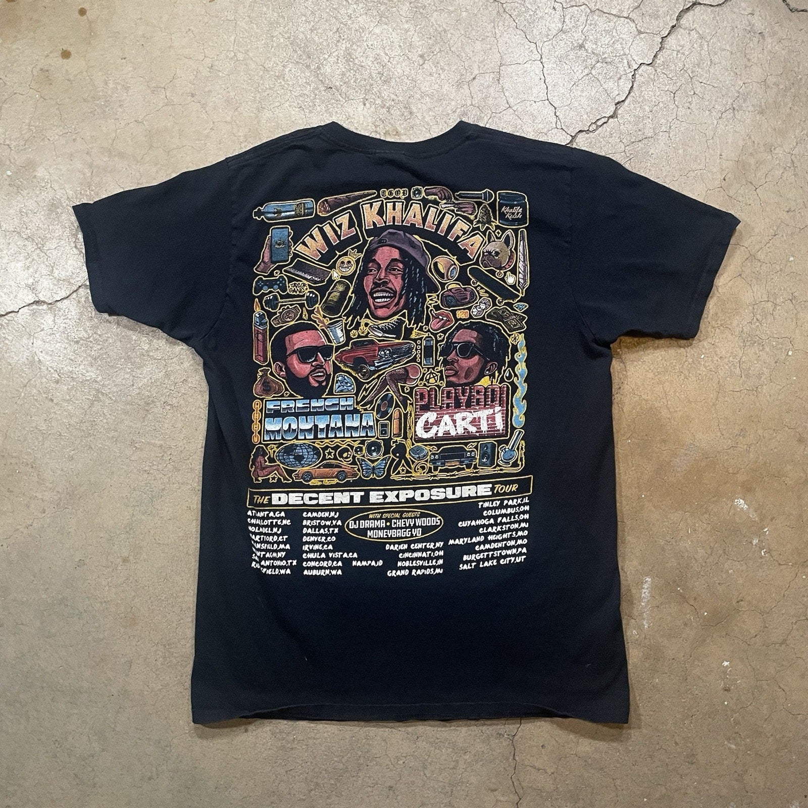 Wiz Khalifa Playboy Carti The Decent Exposure 2019 Tour Black T Shirt - Medium