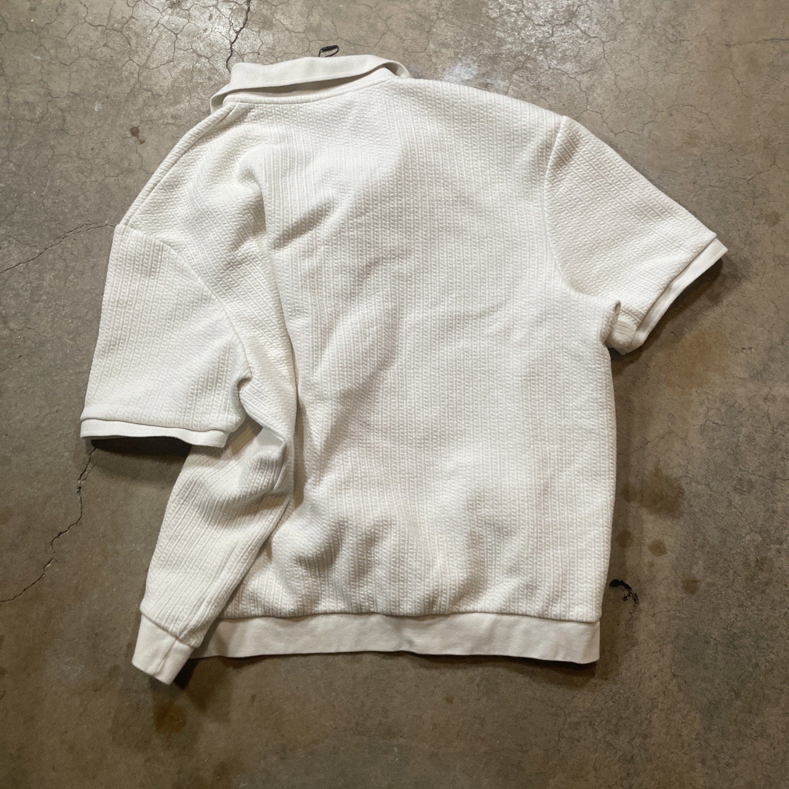 ZARA Men's XL Cream Polo Shirt Short Sleeve Collared