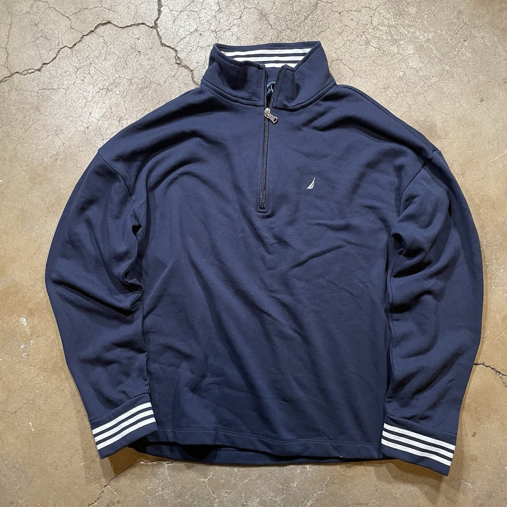 Nautica Quarter Zip Knit Sweater Men's Long Sleeve Blue M