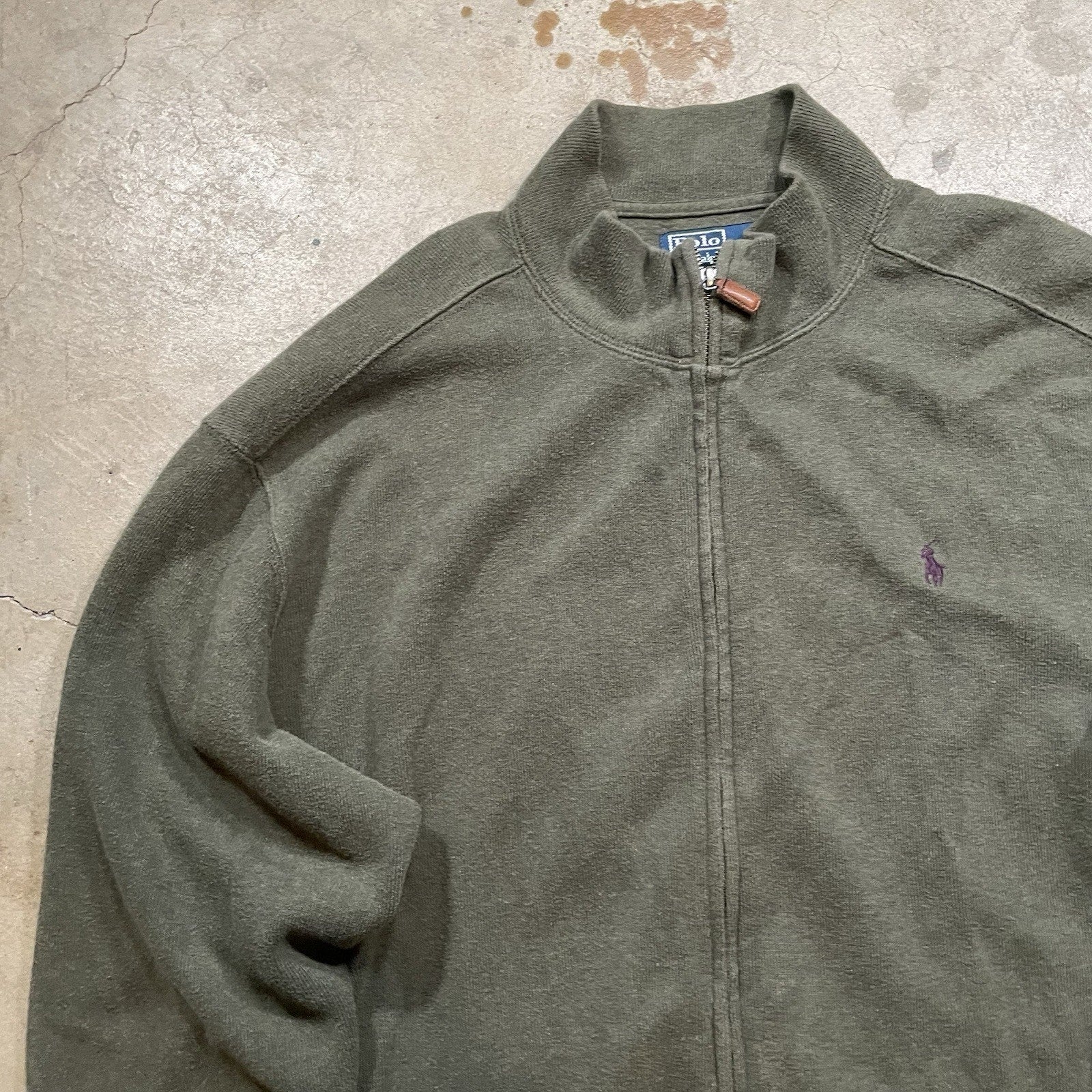 Polo Ralph Lauren Mens Classic Zip Up Cotton Sweater Green Size XL