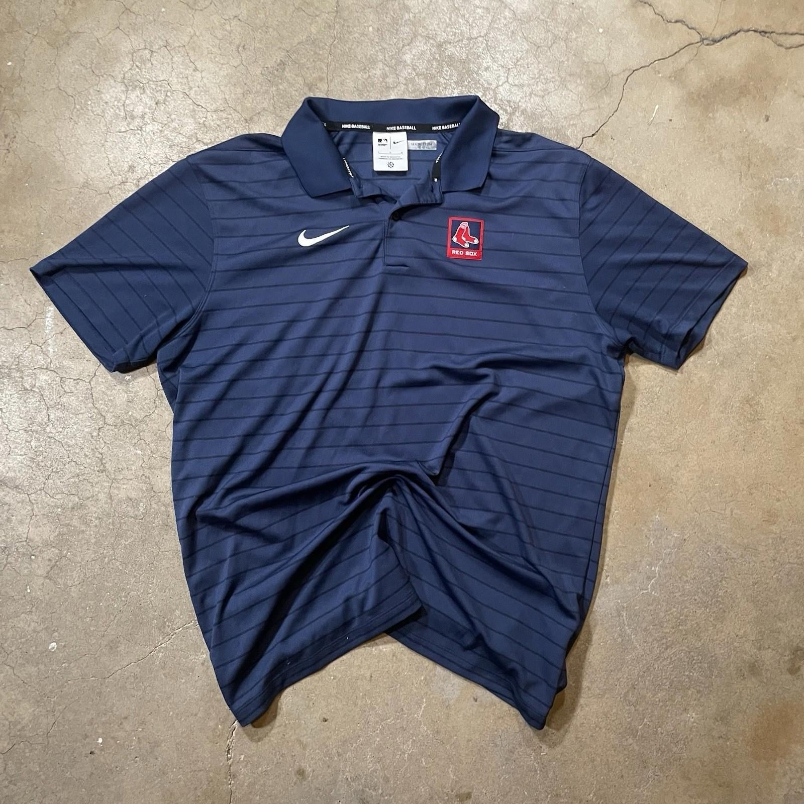 Nike MLB Boston Red Sox Men's Polo Shirt Navy Blue Size L Dri-Fit