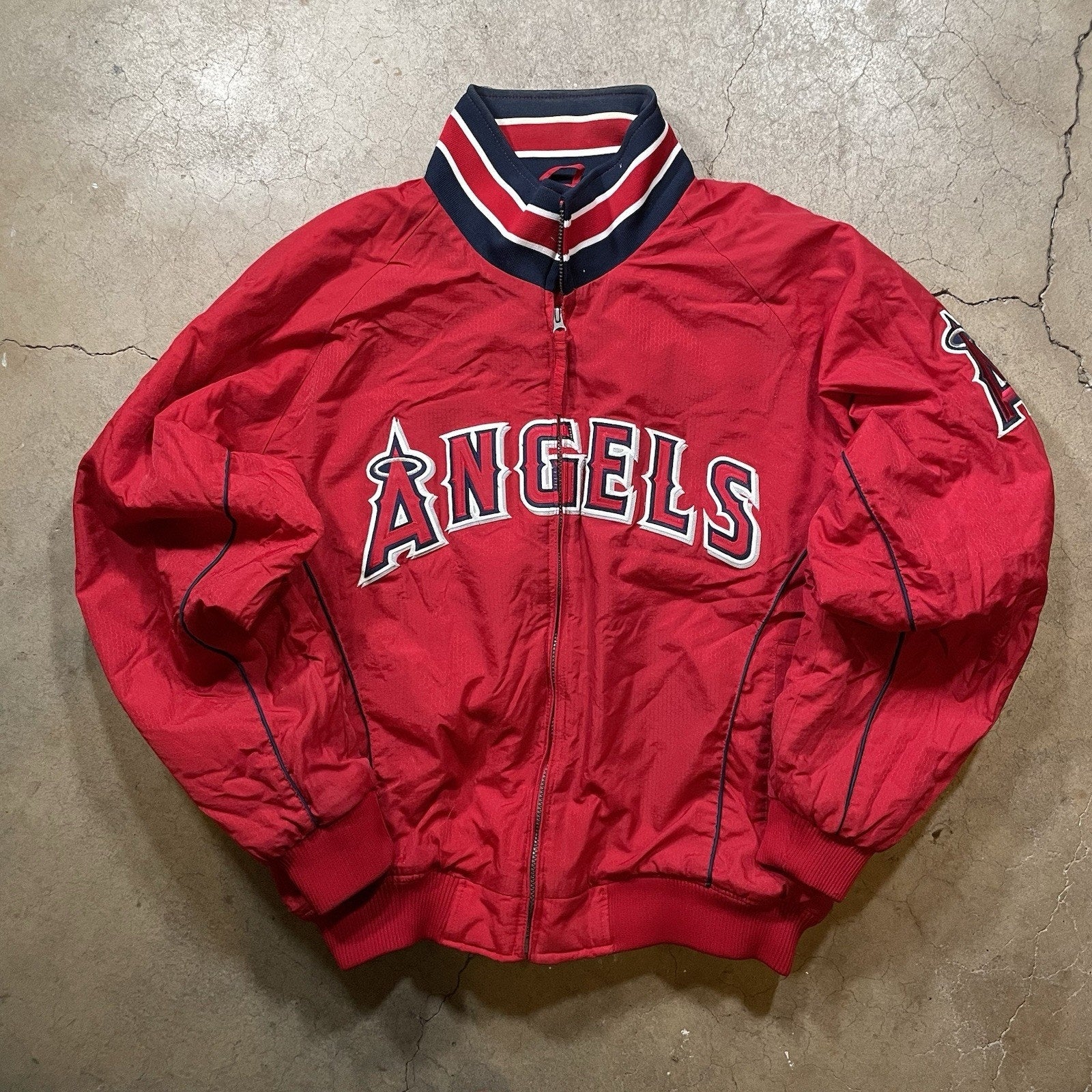 Majestic Athletic Angels Heavy Red Zip Up Jacket authentic collection XL