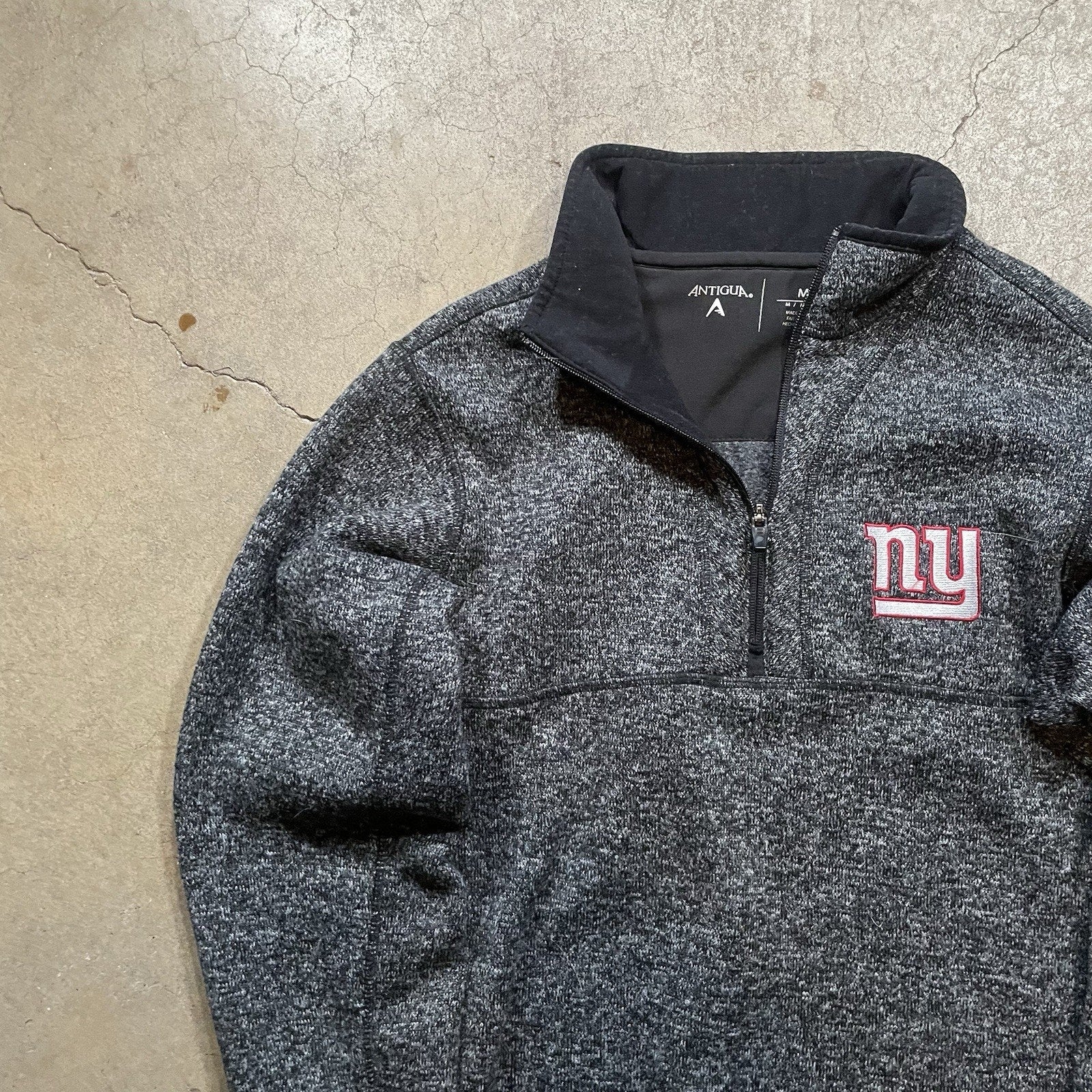 New York Giants Jacket Men's M Black Full Zip Fleece NFL Football Antigua