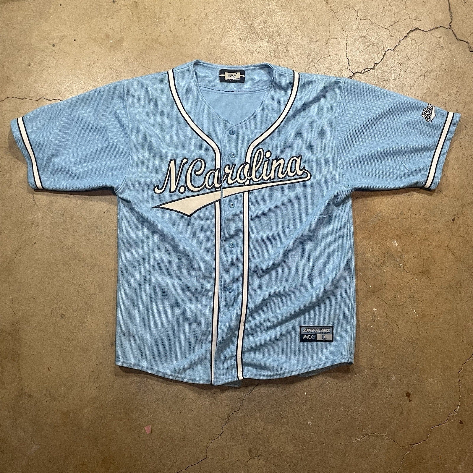 VINTAGE North Carolina Tar Heels Jersey Mens L/XL Blue Baseball NCAA Logo 90s