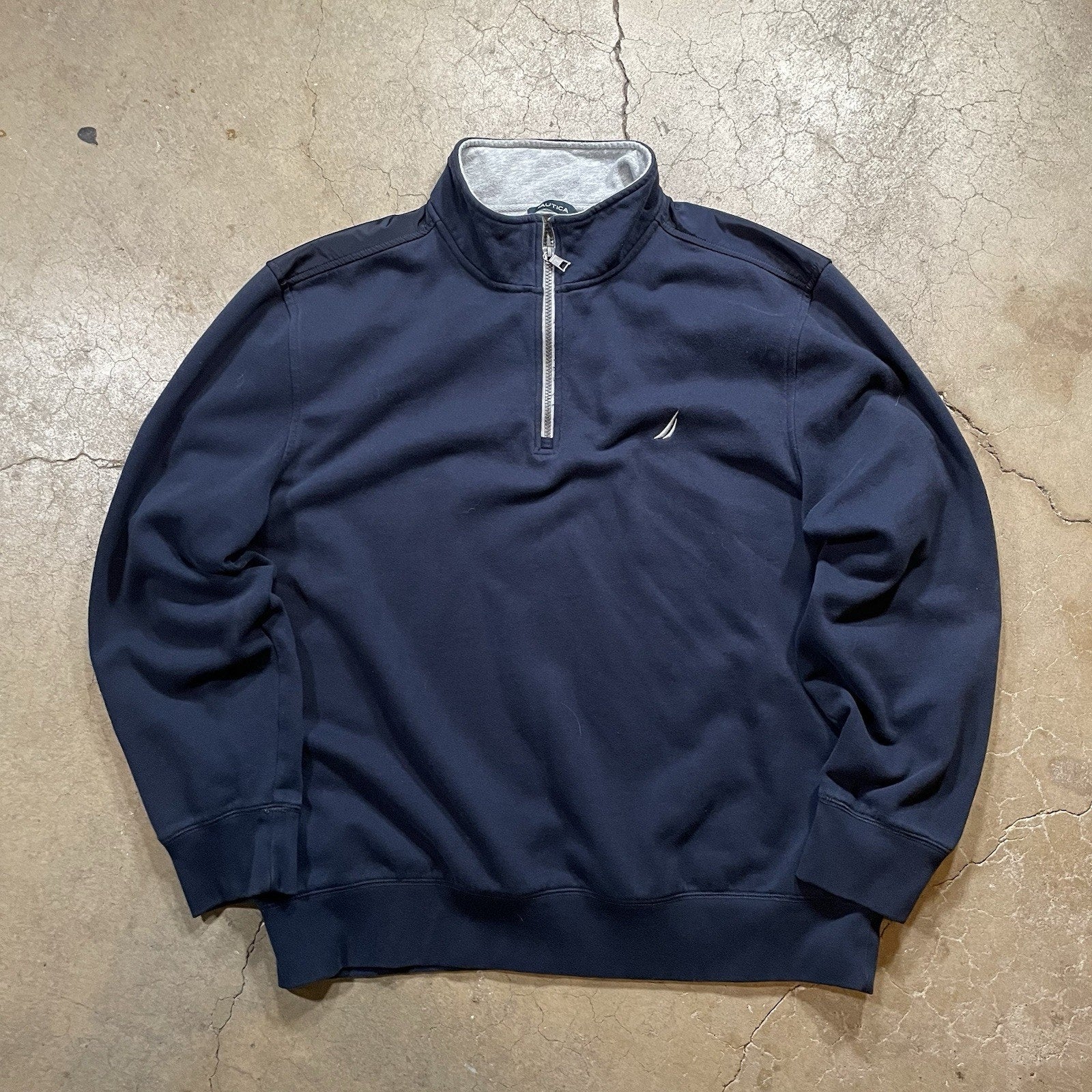 Nautica Quarter Zip Sport Sweater Men's Long Sleeve Blue M