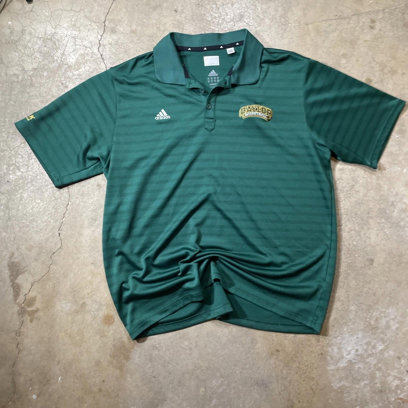 Baylor Bears Basketball Polo Shirt Mens 2XL Green Adidas
