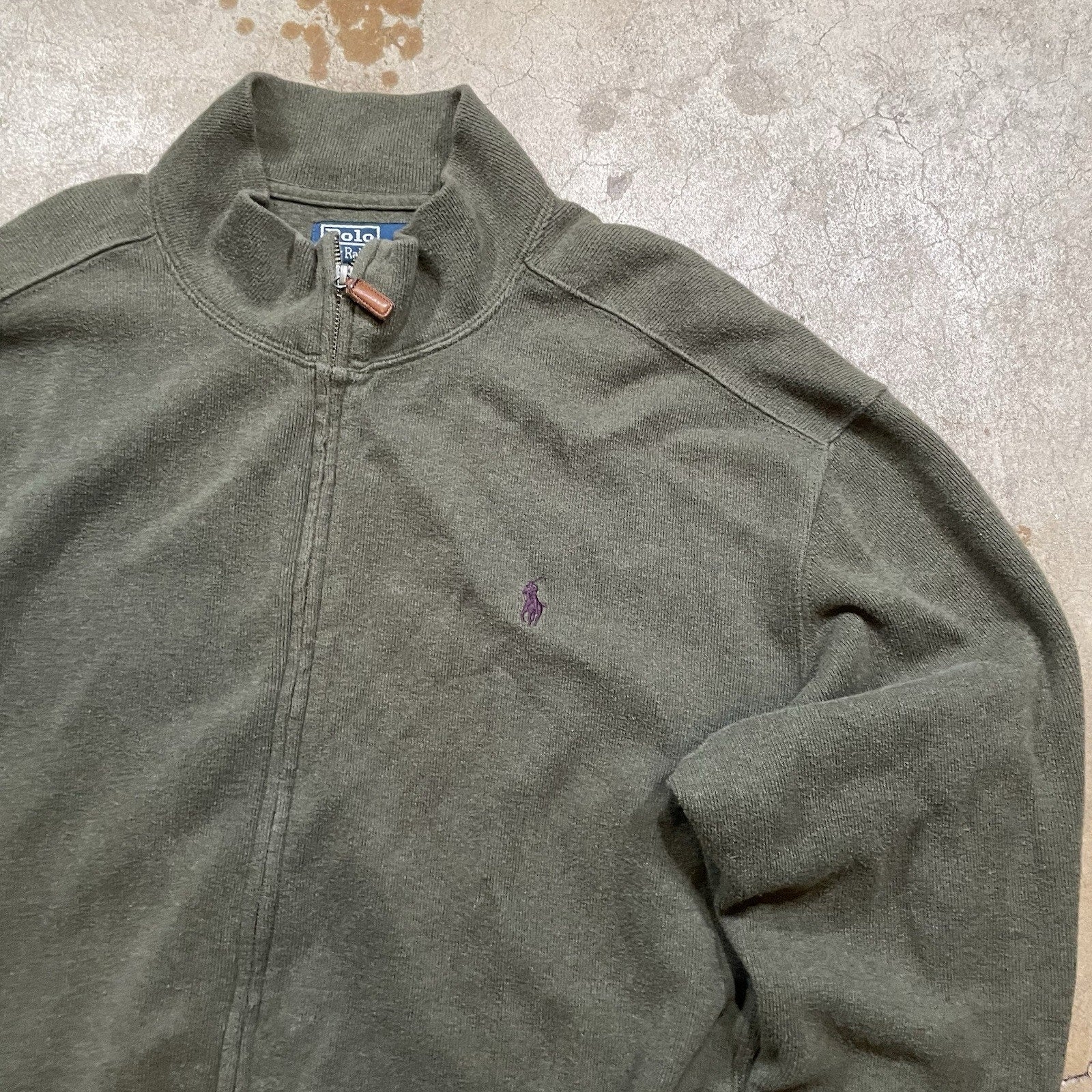 Polo Ralph Lauren Mens Classic Zip Up Cotton Sweater Green Size XL