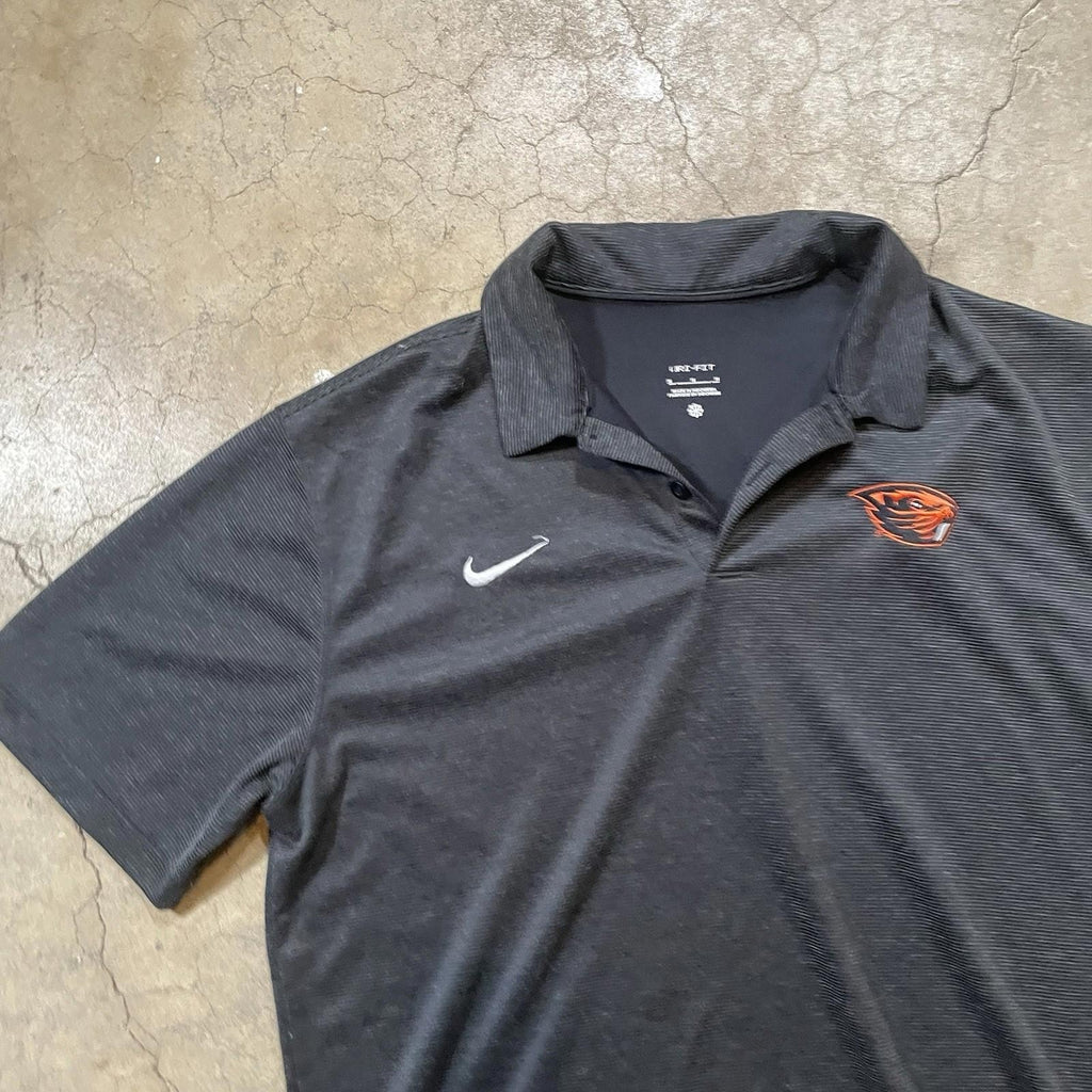 Oregon State Beavers Mens Medium Black Nike Polo Dri-Fit
