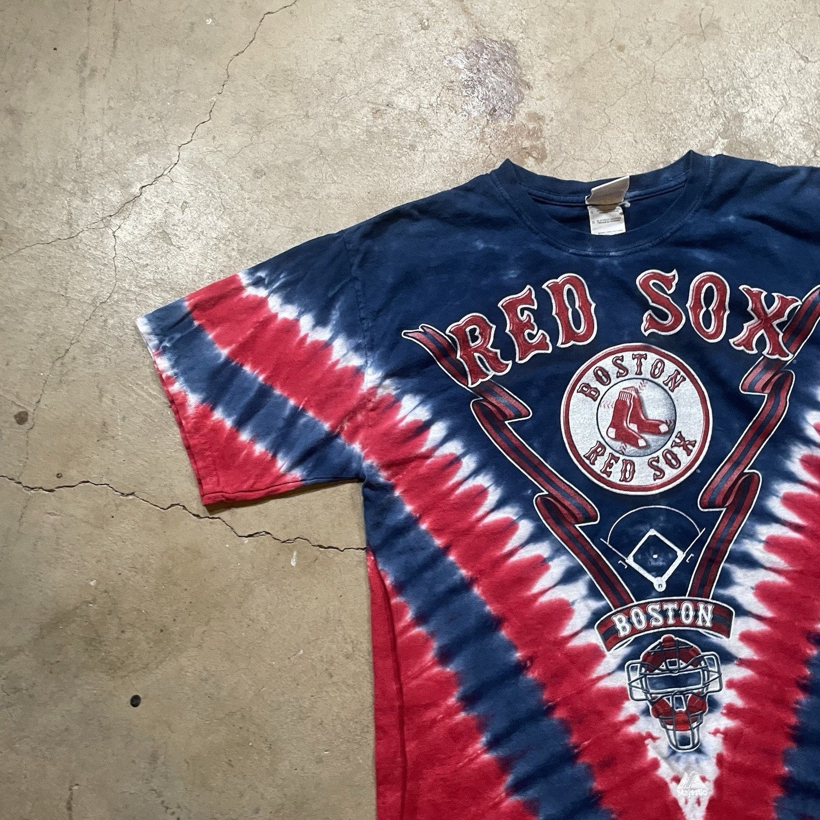Boston Red Sox Tie-Dye T-Shirt - Liquid Blue MLB Graphic Tee - Large