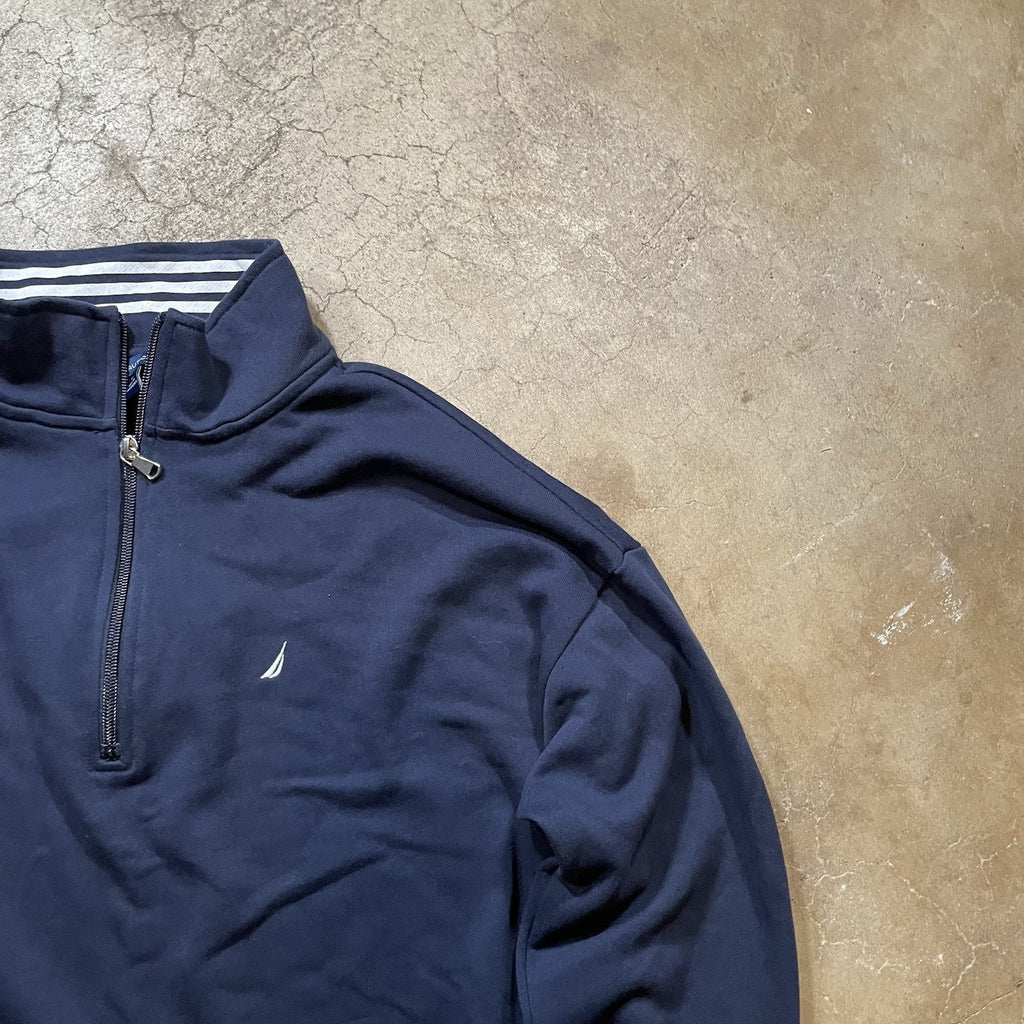 Nautica Quarter Zip Knit Sweater Men's Long Sleeve Blue M