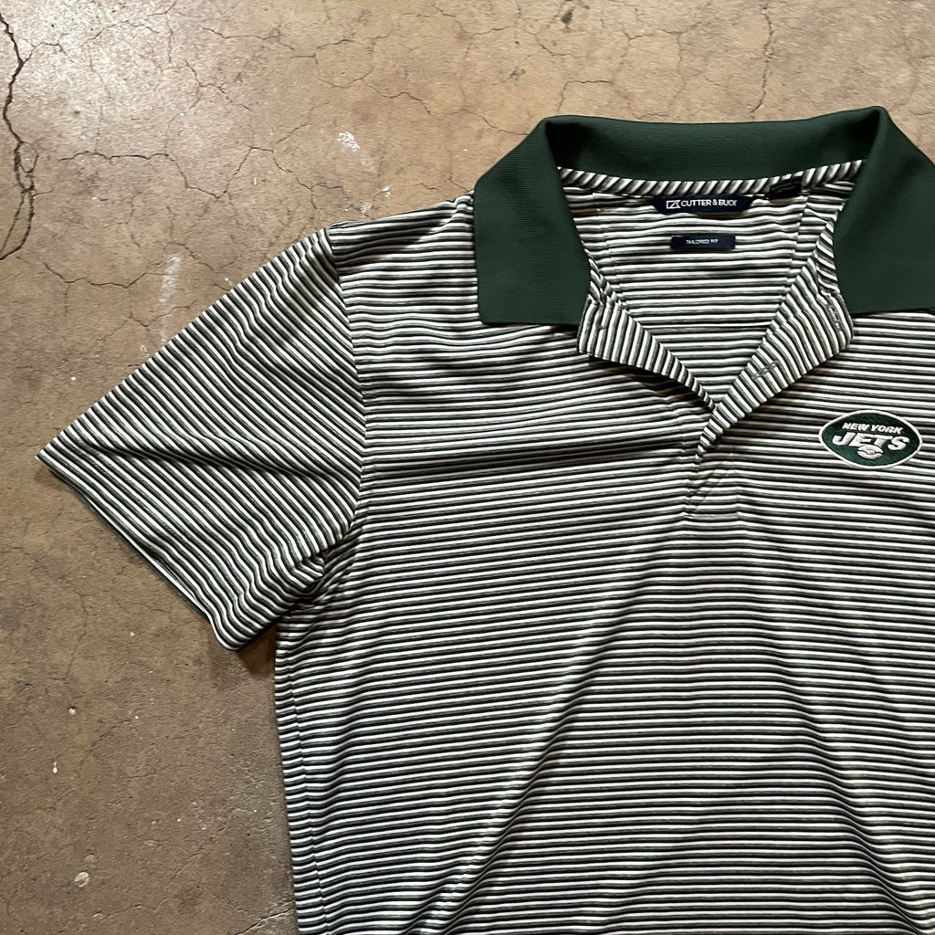 Cutter & Buck Polo NY Jets Men's Green & White Striped M