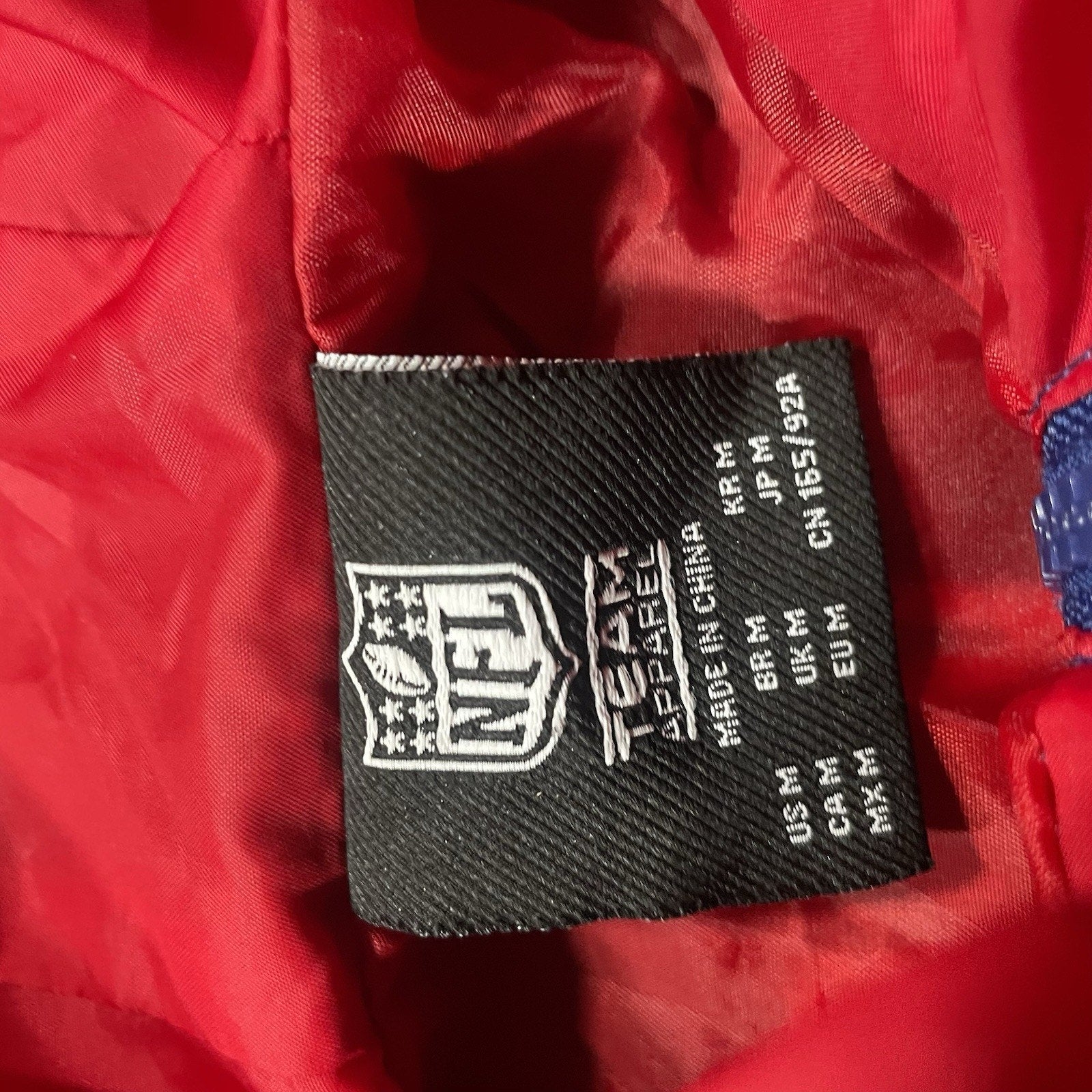 VTG 90s NEW YORK GIANTS STARTER PUFFER PULLOVER 1/2 ZIP JACKET MEDIUM HOOD