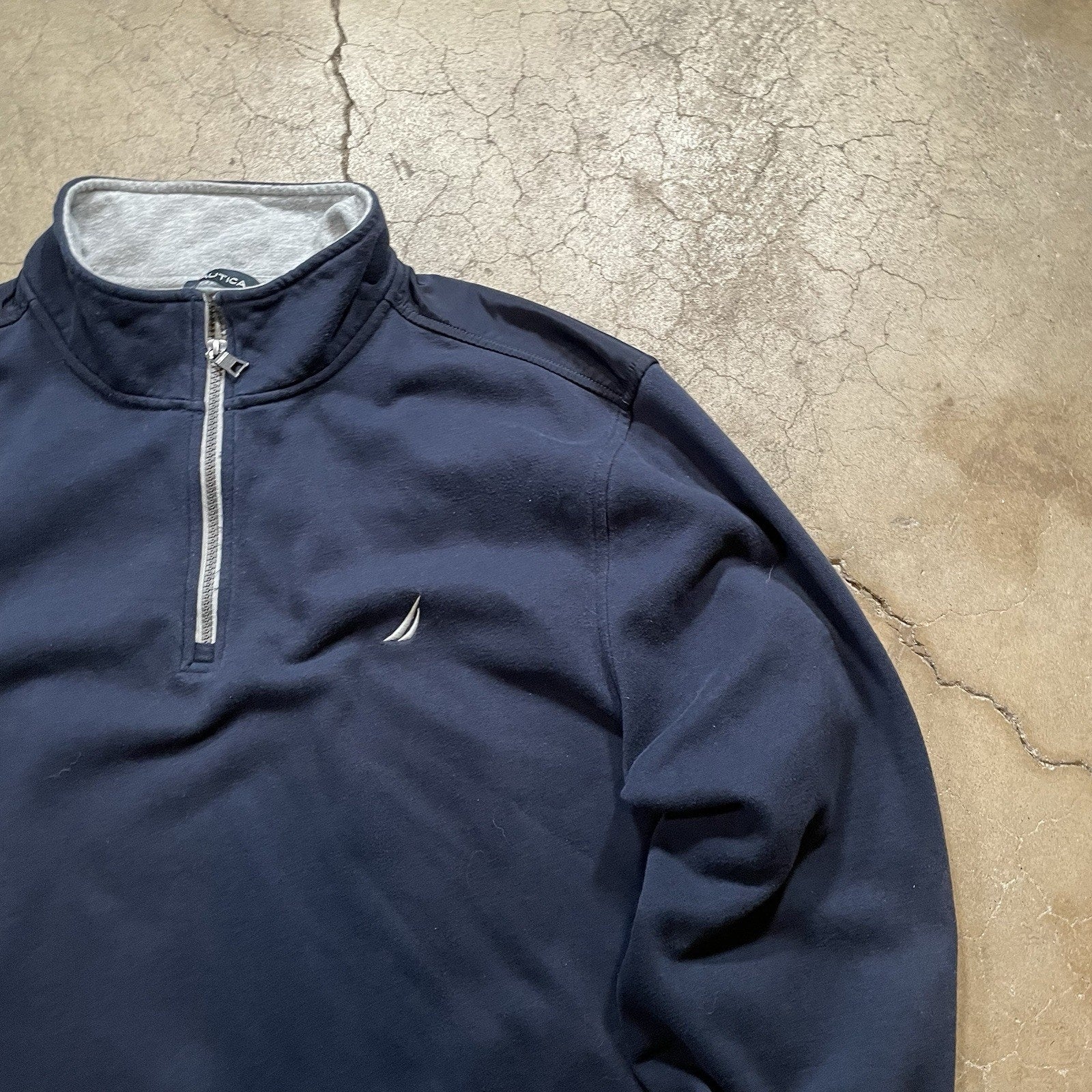 Nautica Quarter Zip Sport Sweater Men's Long Sleeve Blue M