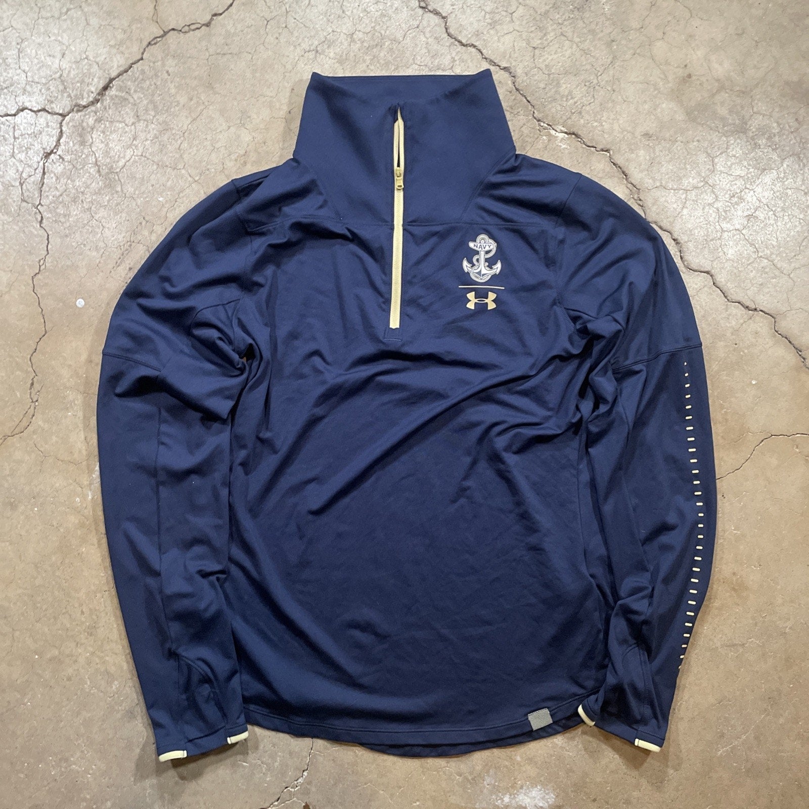 Under Armour Sweatshirt Mens LARGE Navy Quarter Zip Loose Coldgear