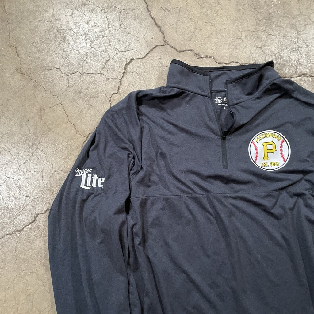 Pittsburgh Pirates Mens XL Black 1/4 Quarter Zip Logo MLB