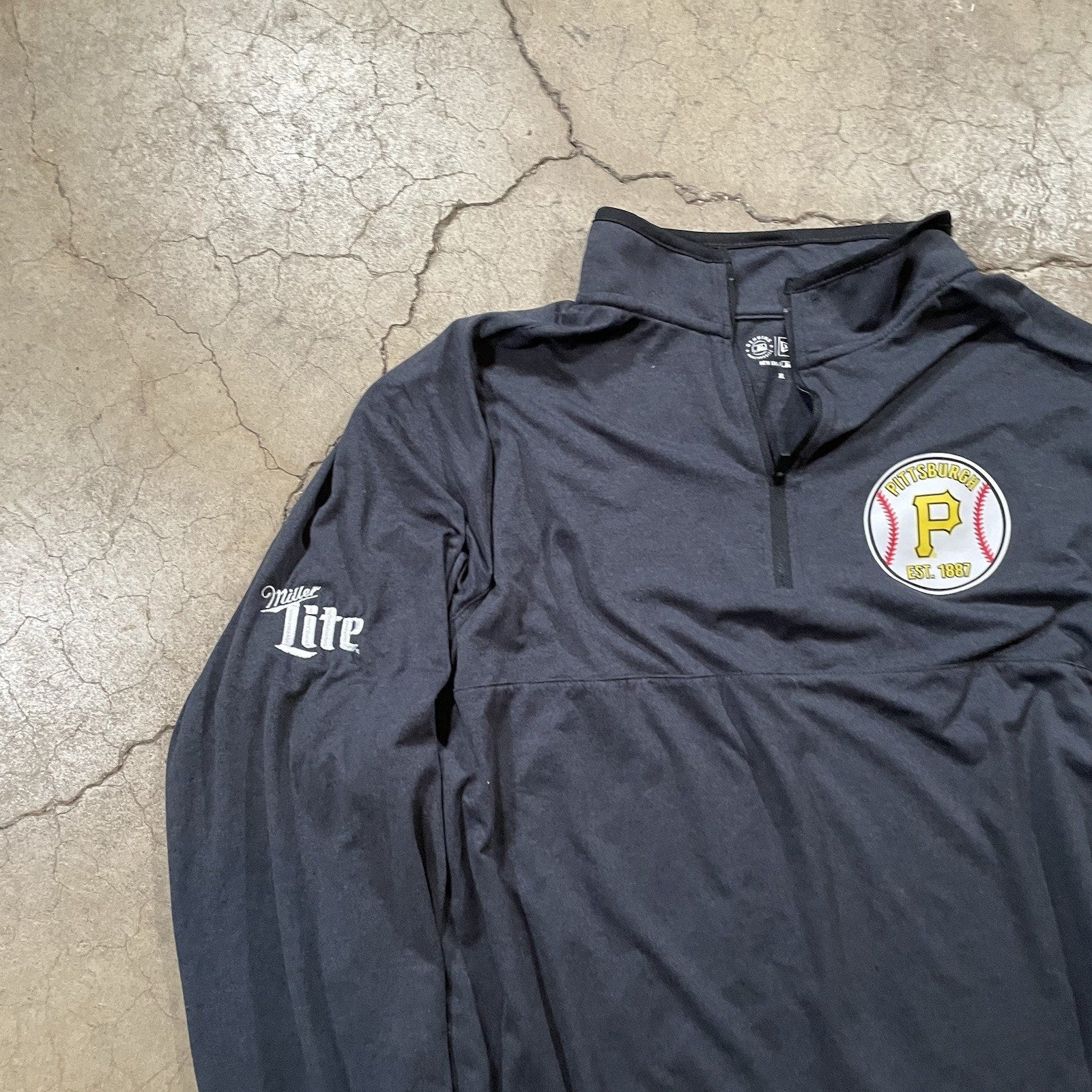 Pittsburgh Pirates Mens XL Black 1/4 Quarter Zip Logo MLB