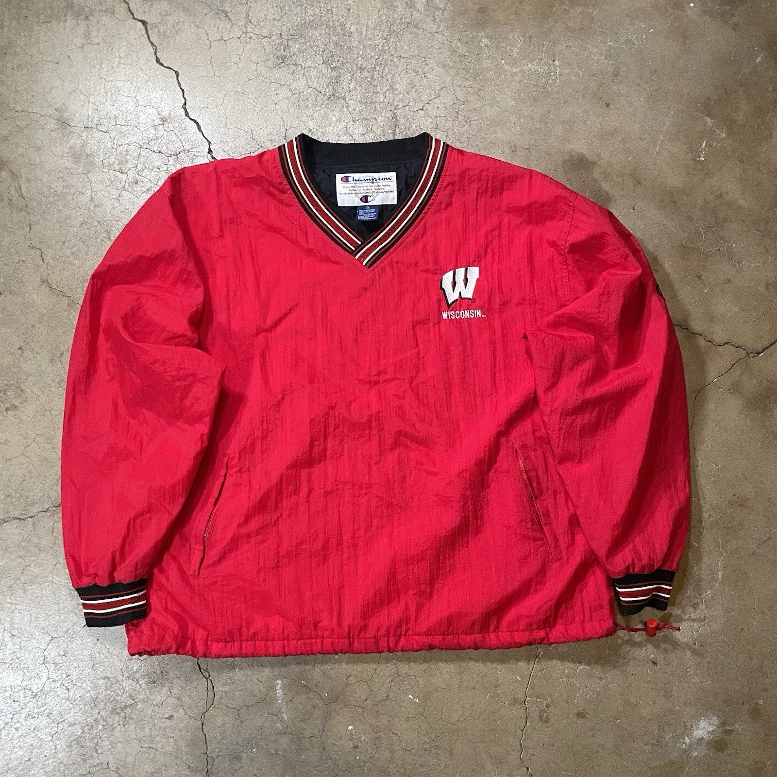 Vintage Wisconsin Badgers Men’s Champion Pullover Windbreaker Jacket XL NCAA