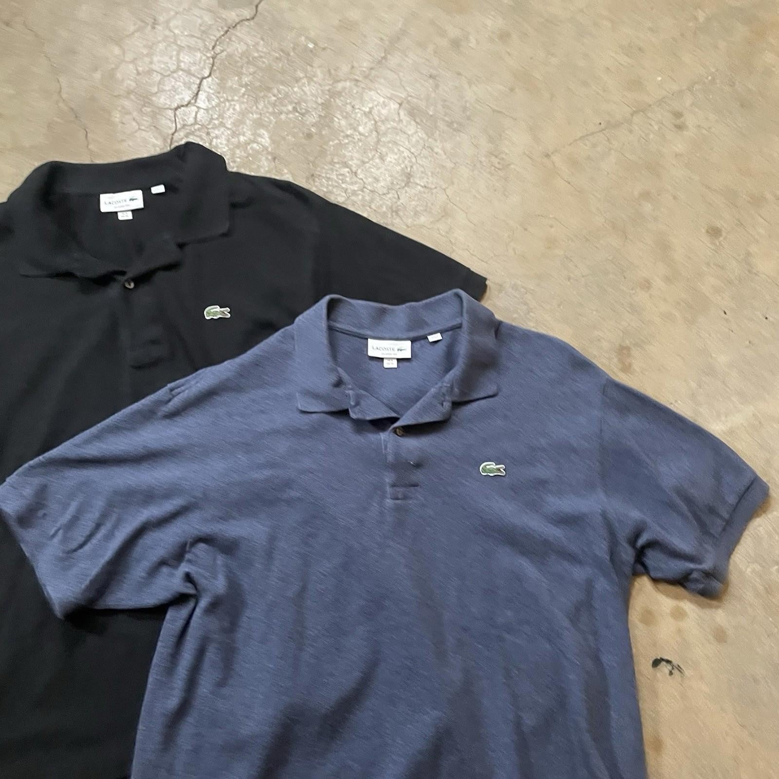X2 Lacoste Polo X-Large Blue + Black Short Sleeve Logo T