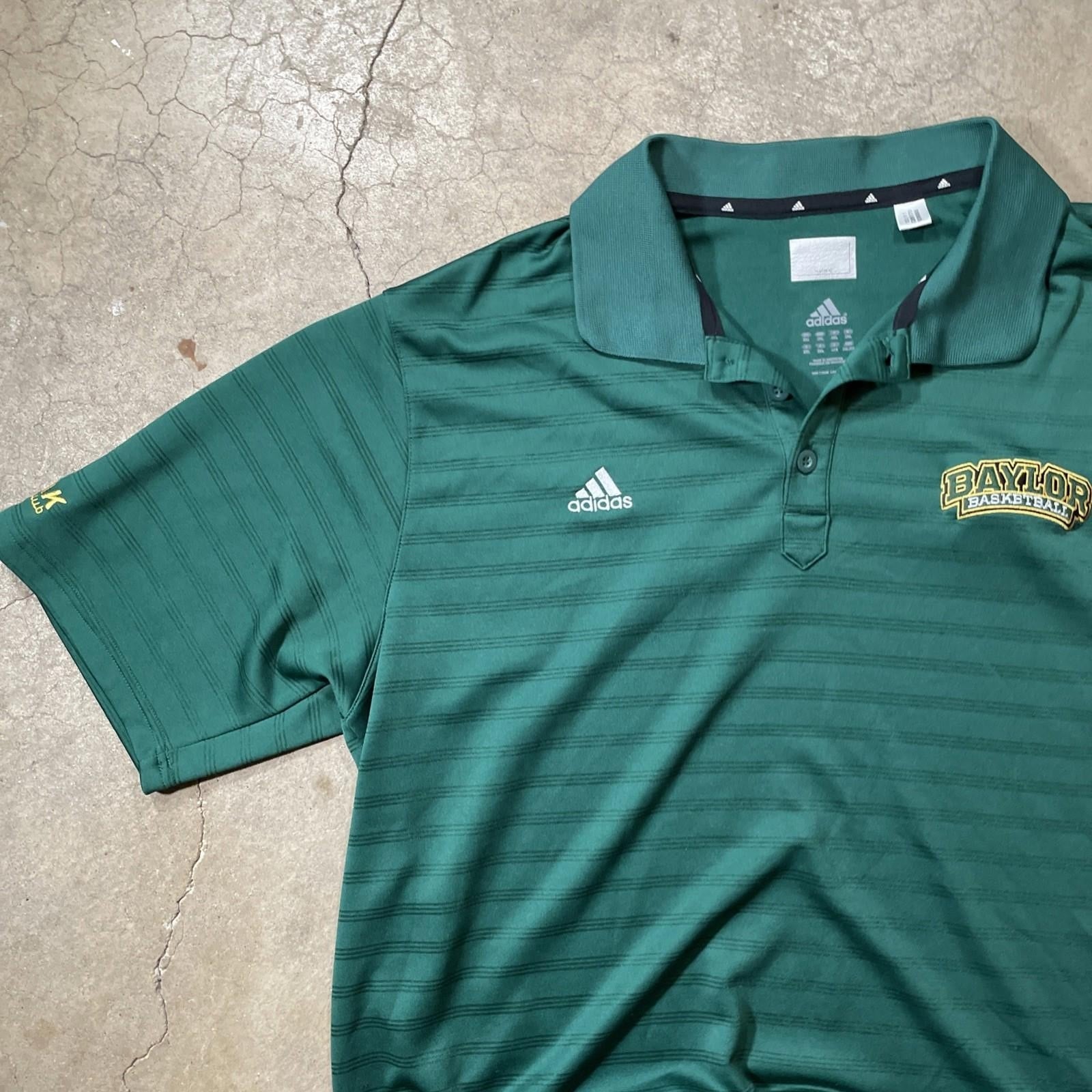 Baylor Bears Basketball Polo Shirt Mens 2XL Green Adidas