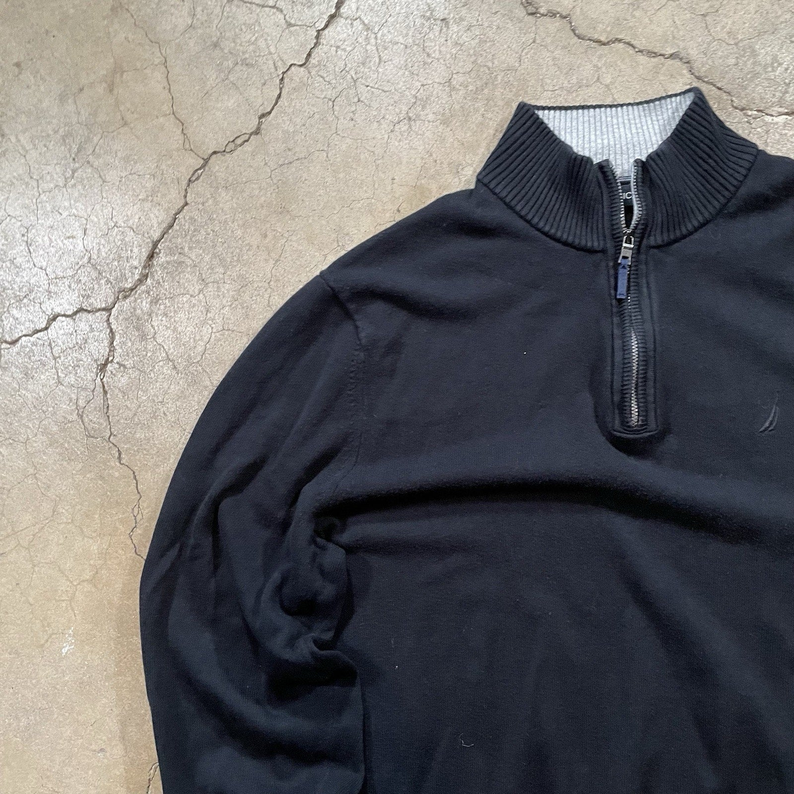 Nautica Quarter Zip Sport Sweater Men's Long Sleeve Black XL