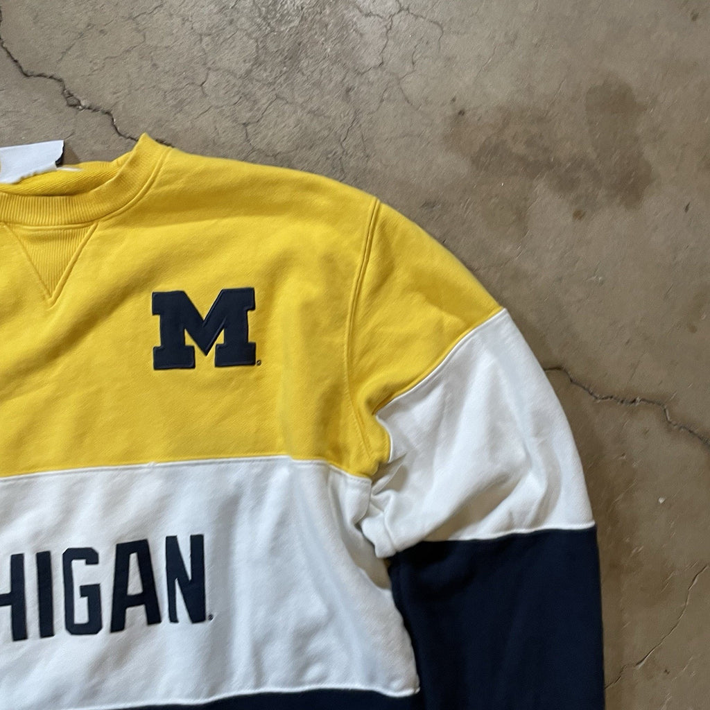 Michigan Wolverines Sweatshirt Mens XL Yellow Blue White Long Sleeve Champion